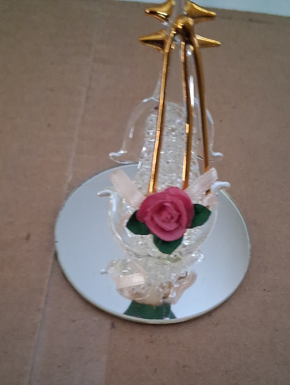 Crystal Teardrop Ornament with Pink Rose Accent - Picture 6 of 6